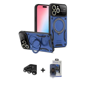 ieg™ iPhone 15 Pro Max Kılıf Kıvılcım Modern Serisi - Siyah Vanessa Magic Cam + Raze Metal Kamera Lens - TMGI