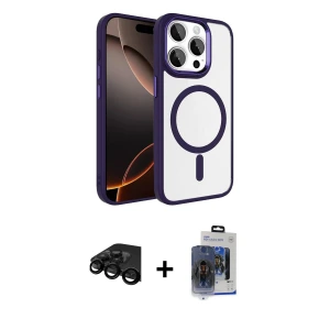 ieg™ iPhone 15 Pro Max Kılıf Kıvılcım Prime - Siyah Vanessa Magic Cam + Raze Metal Kamera Lens - SH