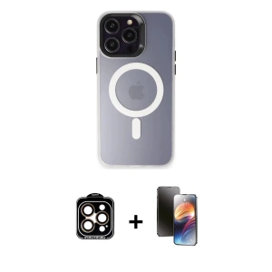 ieg™ iPhone 15 Pro Max Kılıf Kozmos Çizgi Prime - Siyah 3D Antistatik Mat Seramik Nano Ekran Koruyucu + PVD Metal Kamera Lens - TU
