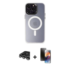 ieg™ iPhone 15 Pro Max Kılıf Kozmos Çizgi Prime - Siyah 3D Antistatik Mat Seramik Nano Ekran Koruyucu + Raze Metal Kamera Lens - GS
