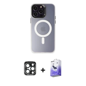 ieg™ iPhone 15 Pro Max Kılıf Kozmos Çizgi Prime - Siyah Bilvis 5in1 5D Magic Hayalet Cam Ekran Koruyucu + PVD Metal Kamera Lens - LT
