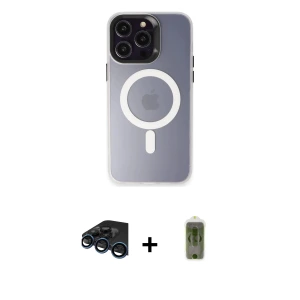 ieg™ iPhone 15 Pro Max Kılıf Kozmos Çizgi Prime - Siyah Joko Magic 5D Hayalet Cam + Raze Metal Kamera Lens - LT