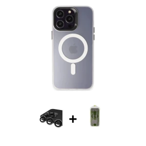 ieg™ iPhone 15 Pro Max Kılıf Kozmos Çizgi Prime - Siyah Joko Magic 5D Hayalet Cam + Raze Metal Kamera Lens - TMGI