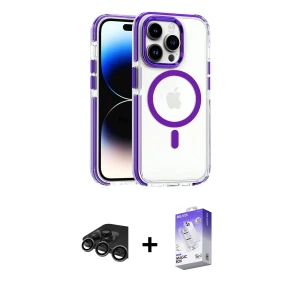 ieg™ iPhone 15 Pro Max Kılıf Kozmos Doku Koleksiyonu - Siyah Bilvis 5in1 3D Magic Cam Ekran Koruyucu + Raze Metal Kamera Lens - TMGI