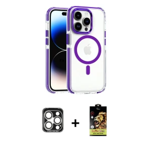 ieg™ iPhone 15 Pro Max Kılıf Kozmos Doku Koleksiyonu - Siyah Buffer Cam Ekran Koruyucu + PVD Metal Kamera Lens - GS