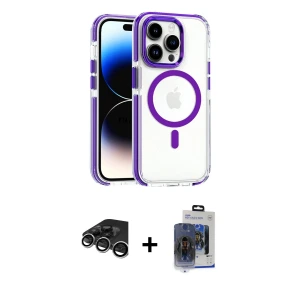 ieg™ iPhone 15 Pro Max Kılıf Kozmos Doku Koleksiyonu - Siyah Vanessa Magic Cam + Raze Metal Kamera Lens - GS
