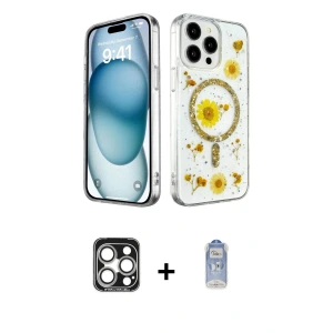 ieg™ iPhone 15 Pro Max Kılıf Kozmos Doku - Siyah Joko Magic 5D Cam + PVD Metal Kamera Lens - GS