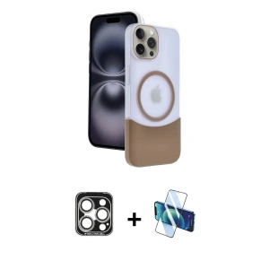 ieg™ iPhone 15 Pro Max Kılıf Kozmos Form Özel Seri - Siyah 3D Antistatik Seramik Nano Ekran Koruyucu + PVD Metal Kamera Lens - GS