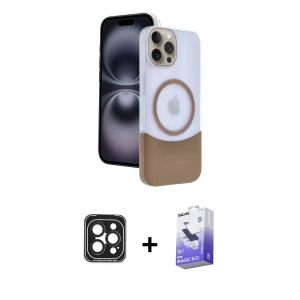 ieg™ iPhone 15 Pro Max Kılıf Kozmos Form Özel Seri - Siyah Bilvis 5in1 5D Magic Hayalet Cam Ekran Koruyucu + PVD Metal Kamera Lens - SH