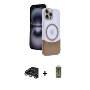 ieg™ iPhone 15 Pro Max Kılıf Kozmos Form Özel Seri - Siyah Joko Magic 5D Hayalet Cam + Raze Metal Kamera Lens - TMGI