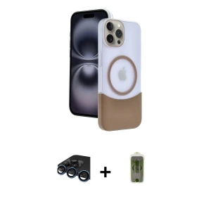 ieg™ iPhone 15 Pro Max Kılıf Kozmos Form Özel Seri - Siyah Joko Magic 5D Hayalet Cam + Raze Metal Kamera Lens - LT