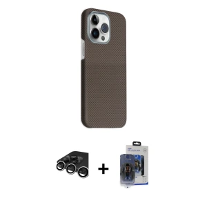 ieg™ iPhone 15 Pro Max Kılıf Kozmos Klasik Prime - Siyah Vanessa Magic Cam + Raze Metal Kamera Lens - GS