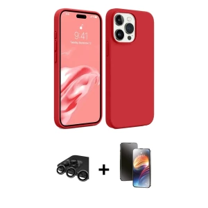 ieg™ iPhone 15 Pro Max Kılıf Kozmos Yansıma Özel Seri - Siyah 3D Antistatik Mat Seramik Nano Ekran Koruyucu + Raze Metal Kamera Lens - TMGI