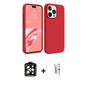 ieg™ iPhone 15 Pro Max Kılıf Kozmos Yansıma Özel Seri - Siyah Bilvis 0.18mm Plus Cam Ekran Koruyucu + PVD Metal Kamera Lens - TU