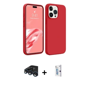 ieg™ iPhone 15 Pro Max Kılıf Kozmos Yansıma Özel Seri - Siyah Bilvis 0.18mm Plus Cam Ekran Koruyucu + Raze Metal Kamera Lens - LT