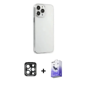 ieg™ iPhone 15 Pro Max Kılıf Kutup Doku Koleksiyonu - Siyah Bilvis 5in1 5D Magic Hayalet Cam Ekran Koruyucu + PVD Metal Kamera Lens - LT