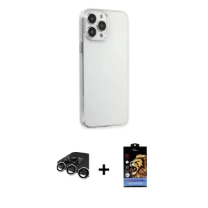 ieg™ iPhone 15 Pro Max Kılıf Kutup Doku Koleksiyonu - Siyah Buffer Hayalet Cam Ekran Koruyucu + Raze Metal Kamera Lens - GS