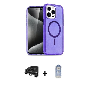 ieg™ iPhone 15 Pro Max Kılıf Nova Asil Prime - Siyah Joko Magic 5D Cam + Raze Metal Kamera Lens - GS