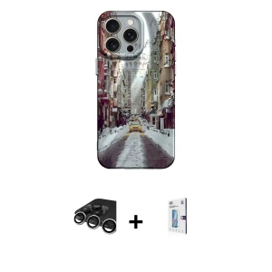 ieg™ iPhone 15 Pro Max Kılıf Nova Doku Prime - Siyah Bilvis 0.18mm Plus Cam Ekran Koruyucu + Raze Metal Kamera Lens - GS
