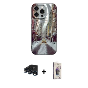 ieg™ iPhone 15 Pro Max Kılıf Nova Doku Prime - Siyah Bilvis 3D Cam Ekran Koruyucu + Raze Metal Kamera Lens - LT