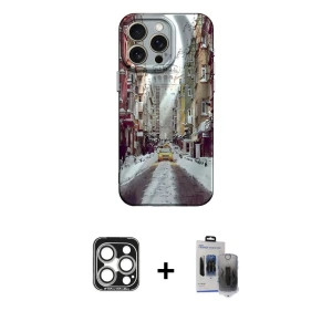 ieg™ iPhone 15 Pro Max Kılıf Nova Doku Prime - Siyah Vanessa Magic Hayalet Cam + PVD Metal Kamera Lens - GS