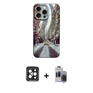 ieg™ iPhone 15 Pro Max Kılıf Nova Doku Prime - Siyah Vanessa Magic Hayalet Cam + PVD Metal Kamera Lens - SH