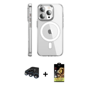 ieg™ iPhone 15 Pro Max Kılıf Nova Doku - Siyah Buffer Cam Ekran Koruyucu + Raze Metal Kamera Lens - LT