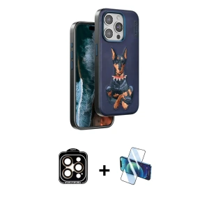 ieg™ iPhone 15 Pro Max Kılıf Nova Form Koleksiyonu - Siyah 3D Antistatik Seramik Nano Ekran Koruyucu + PVD Metal Kamera Lens - TU
