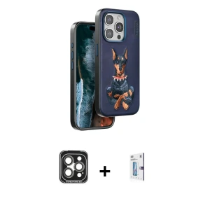 ieg™ iPhone 15 Pro Max Kılıf Nova Form Koleksiyonu - Siyah Bilvis 0.18mm Plus Cam Ekran Koruyucu + PVD Metal Kamera Lens - GI