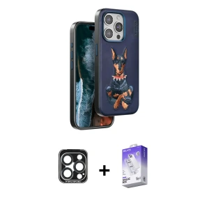 ieg™ iPhone 15 Pro Max Kılıf Nova Form Koleksiyonu - Siyah Bilvis 5in1 3D Magic Cam Ekran Koruyucu + PVD Metal Kamera Lens - LT
