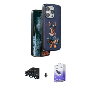 ieg™ iPhone 15 Pro Max Kılıf Nova Form Koleksiyonu - Siyah Bilvis 5in1 5D Magic Hayalet Cam Ekran Koruyucu + Raze Metal Kamera Lens - LT