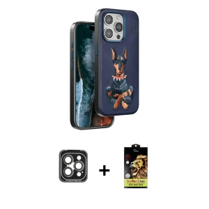 ieg™ iPhone 15 Pro Max Kılıf Nova Form Koleksiyonu - Siyah Buffer Cam Ekran Koruyucu + PVD Metal Kamera Lens - GI