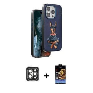 ieg™ iPhone 15 Pro Max Kılıf Nova Form Koleksiyonu - Siyah Buffer Hayalet Cam Ekran Koruyucu + PVD Metal Kamera Lens - GI