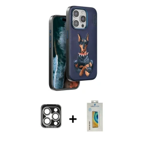 ieg™ iPhone 15 Pro Max Kılıf Nova Form Koleksiyonu - Siyah Polymer Nano Ekran Koruyucu + PVD Metal Kamera Lens - GS