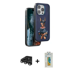 ieg™ iPhone 15 Pro Max Kılıf Nova Form Koleksiyonu - Siyah Polymer Nano Ekran Koruyucu + Raze Metal Kamera Lens - TMGI
