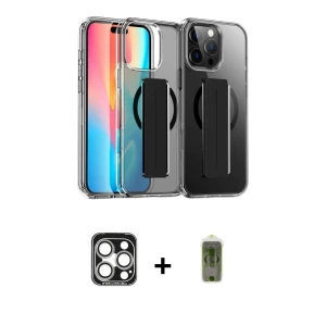 ieg™ iPhone 15 Pro Max Kılıf Nova Işık Koleksiyonu - Siyah Joko Magic 5D Hayalet Cam + PVD Metal Kamera Lens - GS