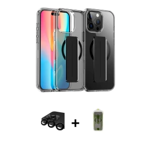 ieg™ iPhone 15 Pro Max Kılıf Nova Işık Koleksiyonu - Siyah Joko Magic 5D Hayalet Cam + Raze Metal Kamera Lens - SH