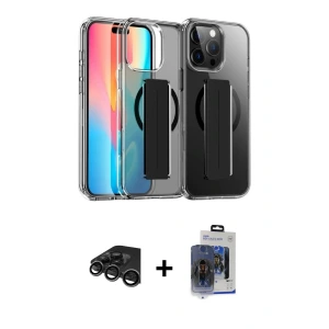 ieg™ iPhone 15 Pro Max Kılıf Nova Işık Koleksiyonu - Siyah Vanessa Magic Cam + Raze Metal Kamera Lens - TMGI