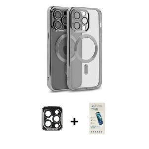 ieg™ iPhone 15 Pro Max Kılıf Nova Işık Özel Seri - Şeffaf Pasifik Cam Ekran Koruyucu + PVD Metal Kamera Lens - LT