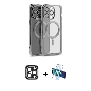 ieg™ iPhone 15 Pro Max Kılıf Nova Işık Özel Seri - Siyah 3D Antistatik Seramik Nano Ekran Koruyucu + PVD Metal Kamera Lens - LT