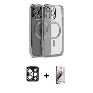 ieg™ iPhone 15 Pro Max Kılıf Nova Işık Özel Seri - Siyah Bilvis 3D Mat Cam Ekran Koruyucu + PVD Metal Kamera Lens - LT