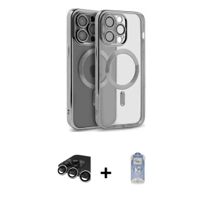ieg™ iPhone 15 Pro Max Kılıf Nova Işık Özel Seri - Siyah Joko Magic 5D Cam + Raze Metal Kamera Lens - GS