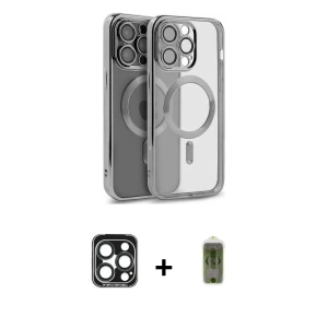 ieg™ iPhone 15 Pro Max Kılıf Nova Işık Özel Seri - Siyah Joko Magic 5D Hayalet Cam + PVD Metal Kamera Lens - LT