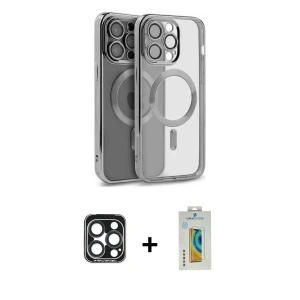 ieg™ iPhone 15 Pro Max Kılıf Nova Işık Özel Seri - Siyah Polymer Nano Ekran Koruyucu + PVD Metal Kamera Lens - LT