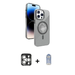 ieg™ iPhone 15 Pro Max Kılıf Nova Modern Prime - Siyah Joko Magic 5D Cam + PVD Metal Kamera Lens - GS