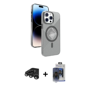 ieg™ iPhone 15 Pro Max Kılıf Nova Modern Prime - Siyah Vanessa Magic Cam + Raze Metal Kamera Lens - TMGI