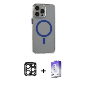 ieg™ iPhone 15 Pro Max Kılıf Odak Form Özel Seri - Siyah Bilvis 5in1 3D Magic Cam Ekran Koruyucu + PVD Metal Kamera Lens - LT