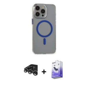 ieg™ iPhone 15 Pro Max Kılıf Odak Form Özel Seri - Siyah Bilvis 5in1 5D Magic Hayalet Cam Ekran Koruyucu + Raze Metal Kamera Lens - GS
