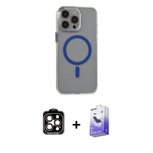ieg™ iPhone 15 Pro Max Kılıf Odak Form Özel Seri - Siyah Bilvis 5in1 5D Magic Hayalet Cam Ekran Koruyucu + PVD Metal Kamera Lens - TU