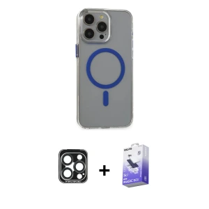 ieg™ iPhone 15 Pro Max Kılıf Odak Form Özel Seri - Siyah Bilvis 5in1 5D Magic Hayalet Cam Ekran Koruyucu + PVD Metal Kamera Lens - LT
